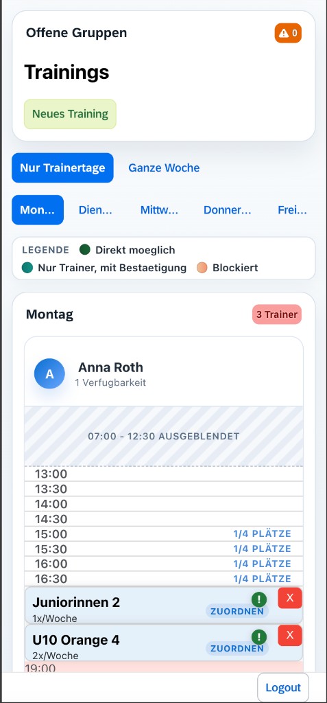 Trainingsplanner für aktive Trainerteams